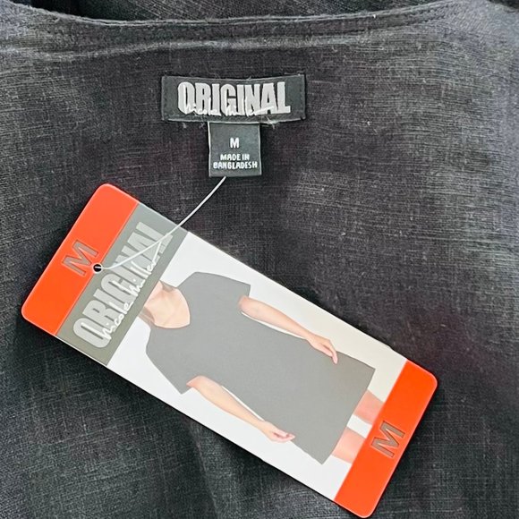 NWT Nicole Miller Original Ladies' Black Pleated Hem Linen Blend Tee Shirt Dress - Picture 9 of 11